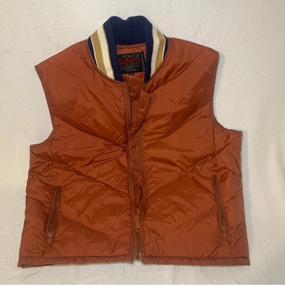 Vintage 1980s Orange Marty Mcfly Back to the Future Puffer Vest Zip Up - Picture 1 of 5